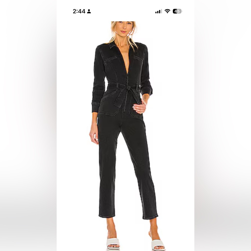 PAIGE Jett Zip Up Utility Jumpsuit in Black Dove Women’s 6